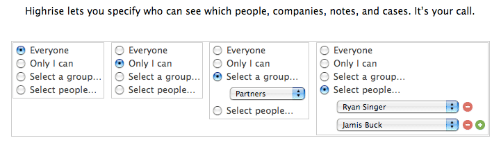 highrise crm contact management software permissions