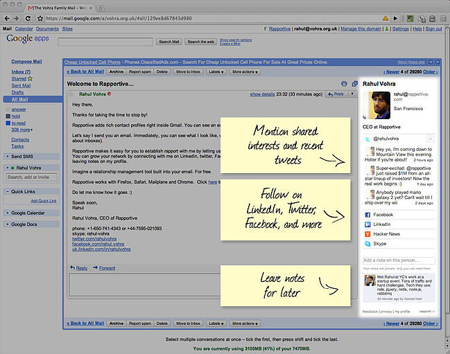 rapportive screenshot