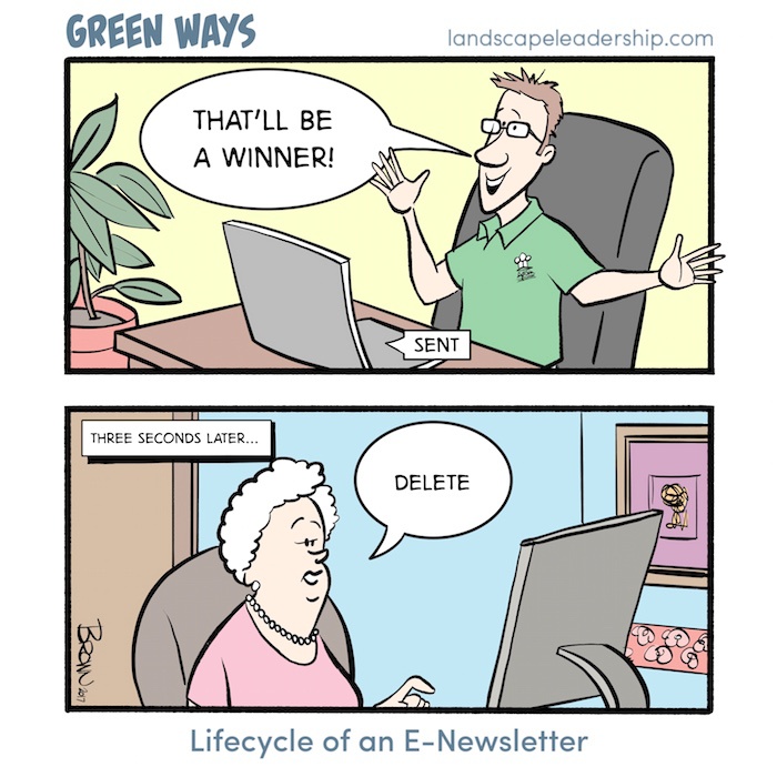 Green Ways comic: email marketing and newsletters