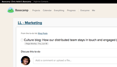 In Basecamp, there's a to-do list for every client task.