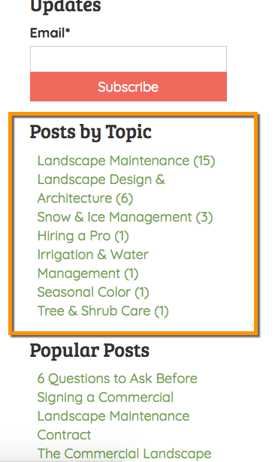 Blog posts organized by topic or category