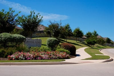 Homeowners Association landscape and property managed by Native Land Design in Texas