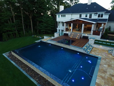 Landscape and swimming pool photo shot by a drone by Neave Group