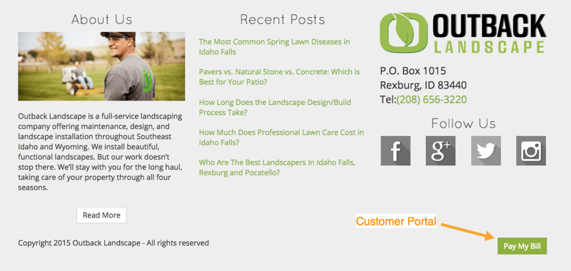 Outback Landscape online customer portal