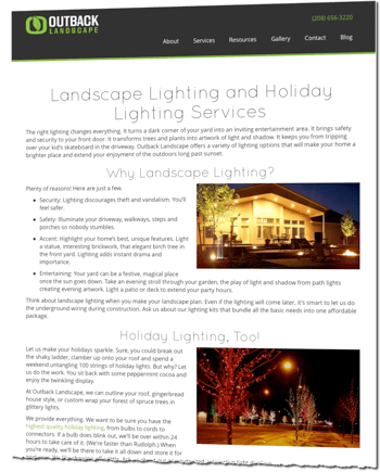Outback Landscape Lighting Services Page