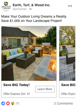 Landscaping Facebook ads