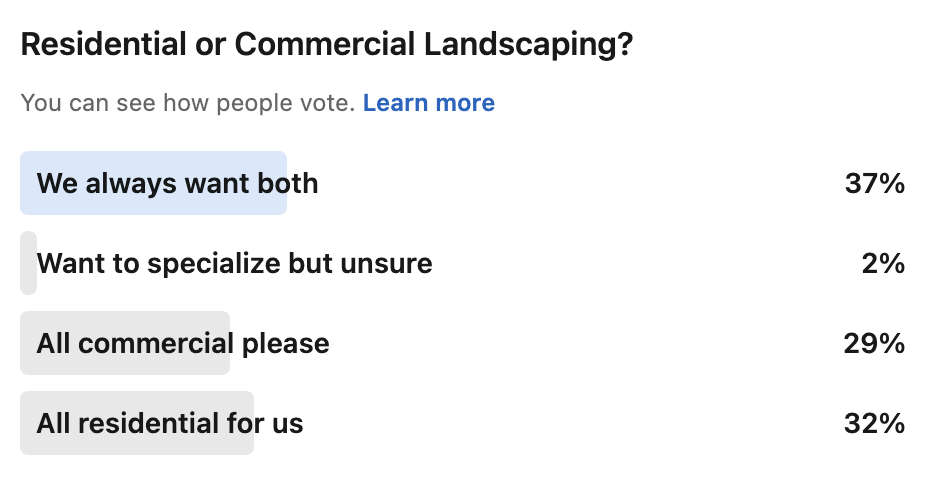 Landscaping positioning poll