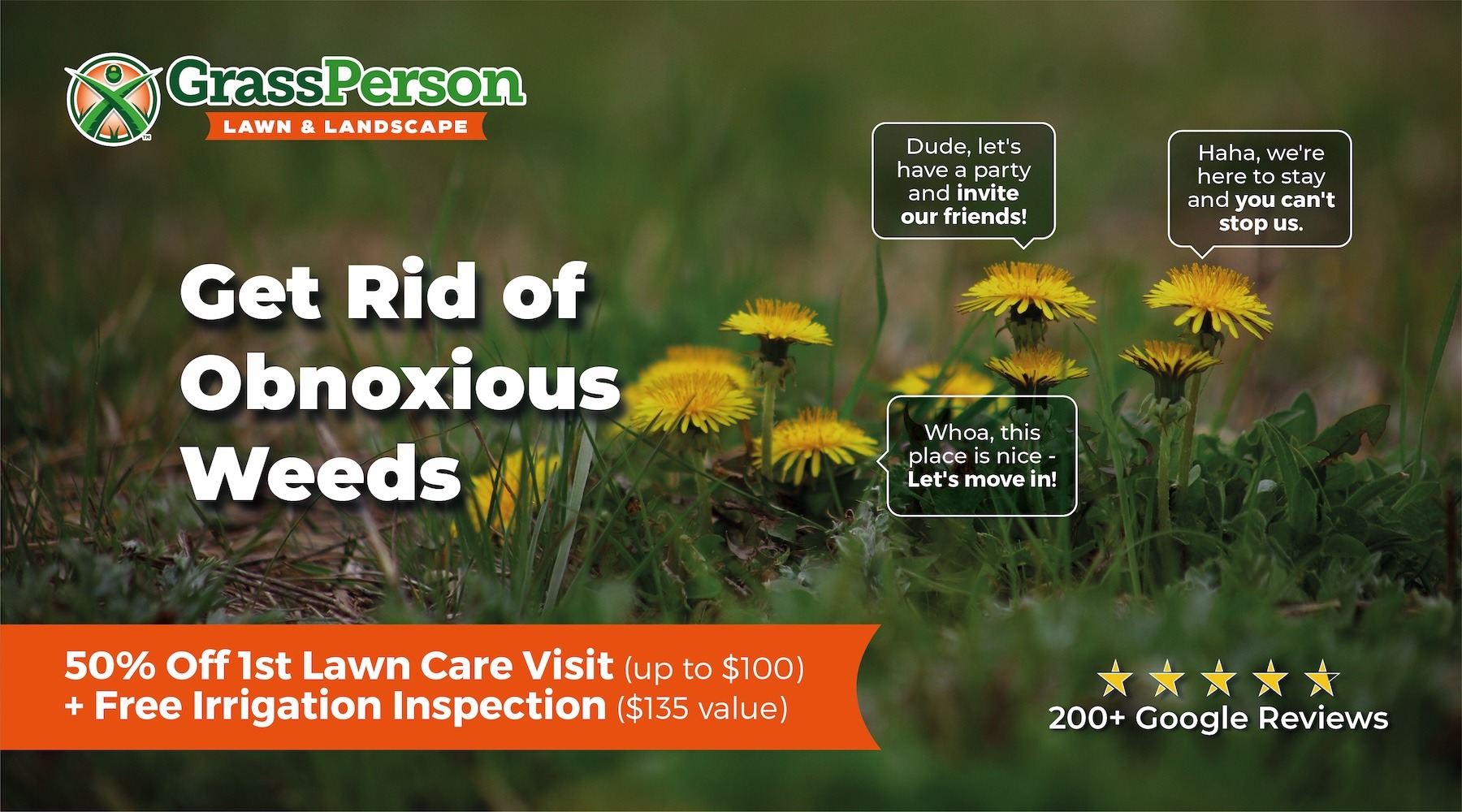 Lawn care postcard - grassperson