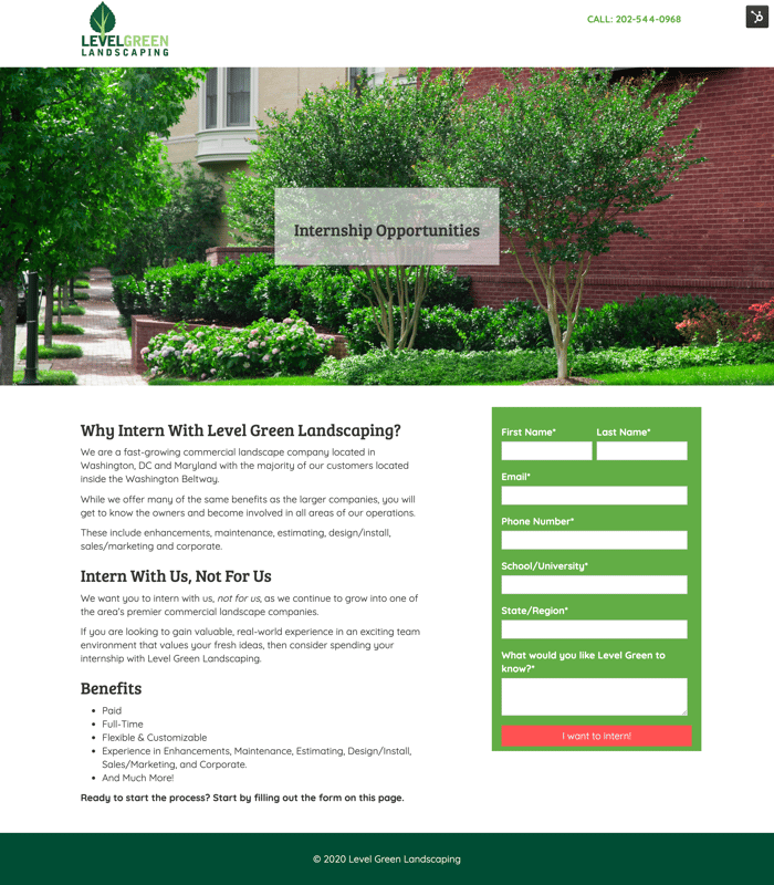 Level Green Landscaping paid internships