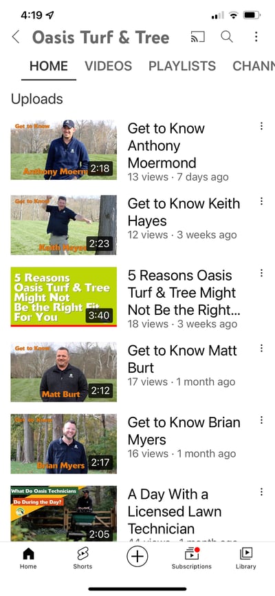 Oasis Turf & Tree - YouTube videos