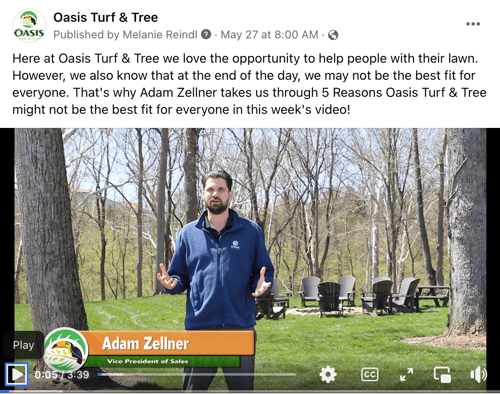 Oasis Turf & Tree Facebook video FAQ