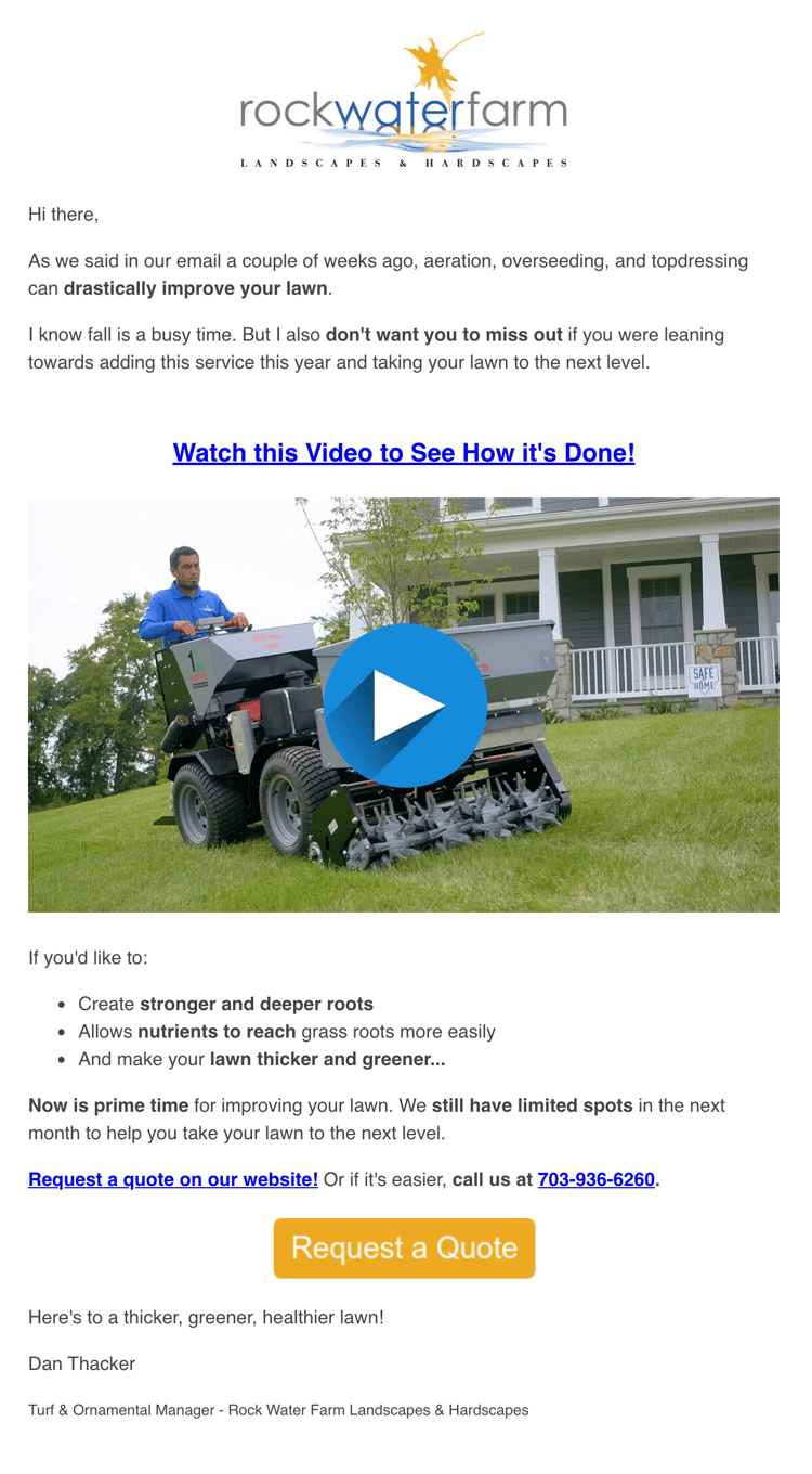 Rock Water Farm aeration email