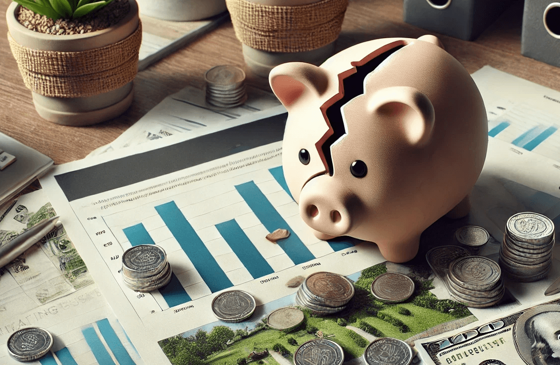 broken piggy bank reports - landscaping business