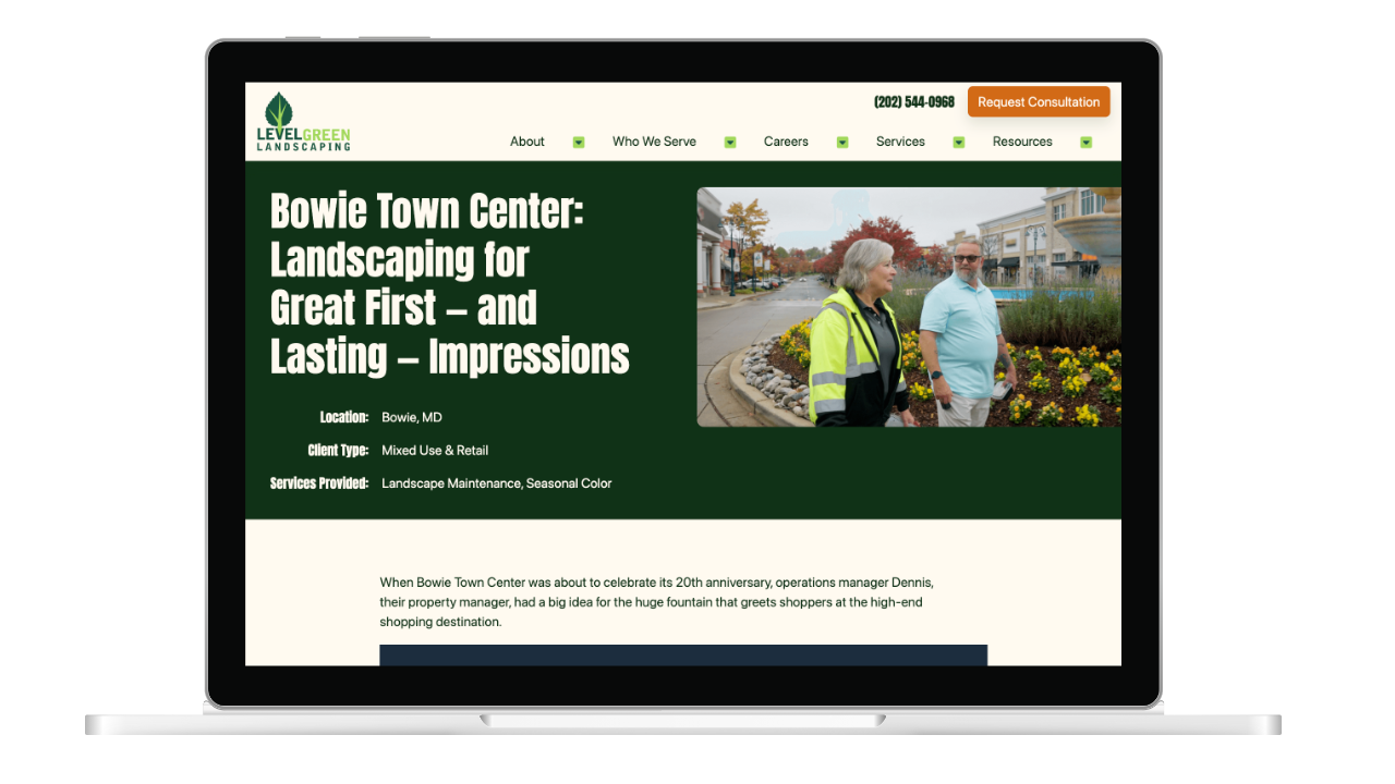 commercial landscaping case study - level green