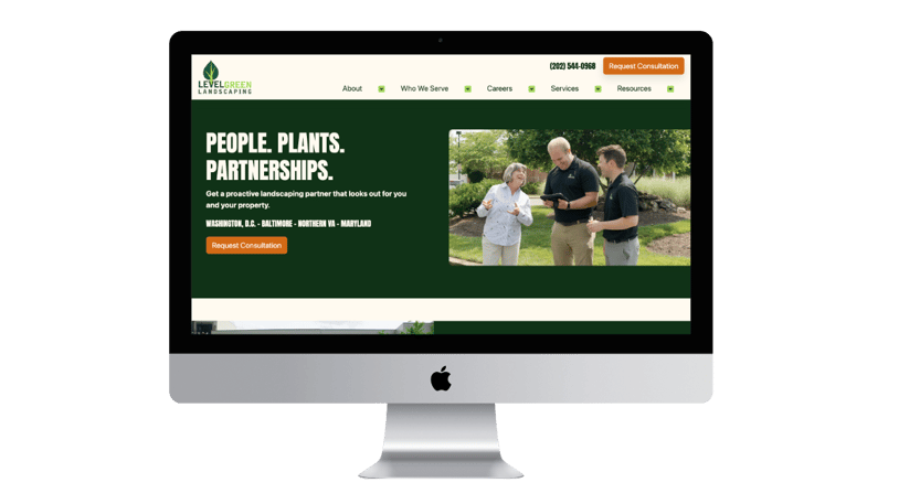 commercial landscaping website design - level green