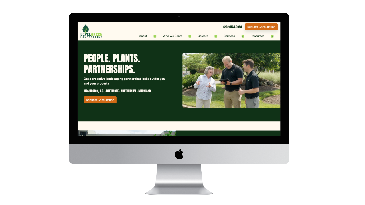 commercial landscaping website design - level green