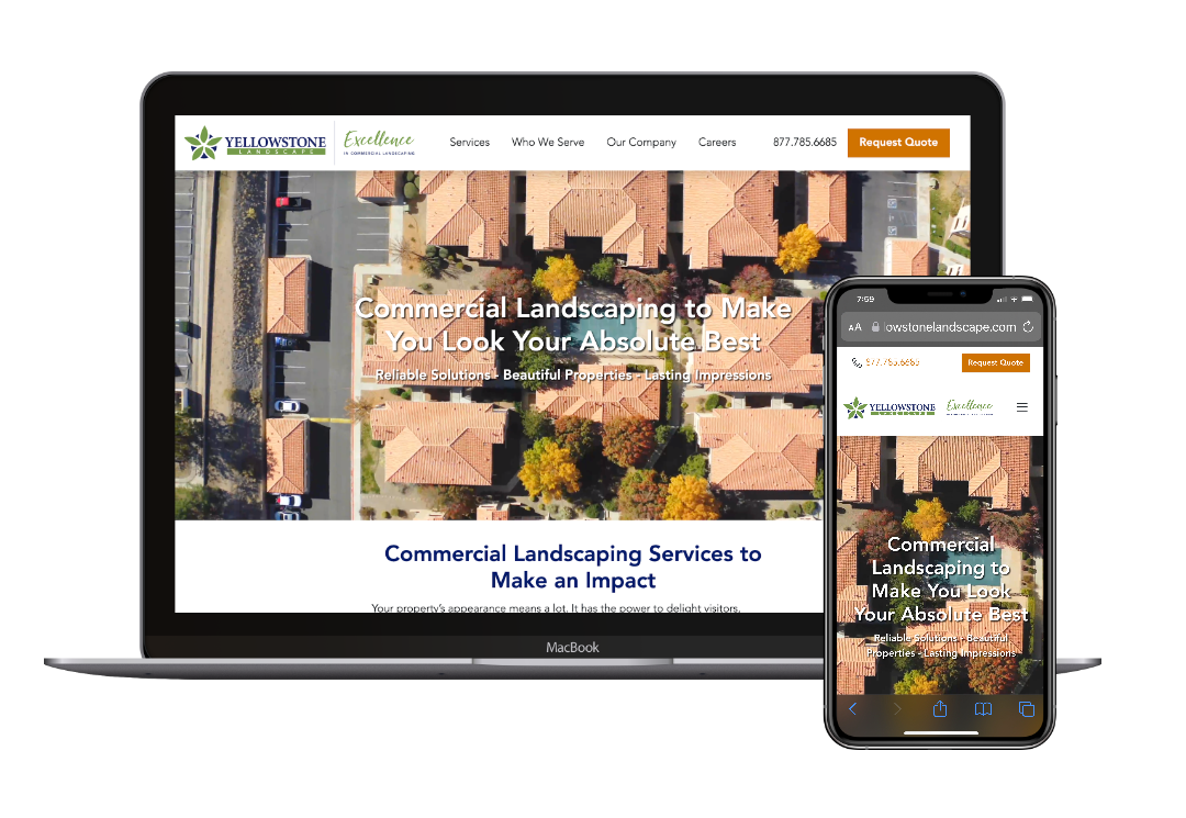 commercial landscaping website design - yellowstone mobile and desktop-1