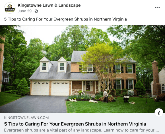 facebook for tree service - kingstowne lawn and landscape