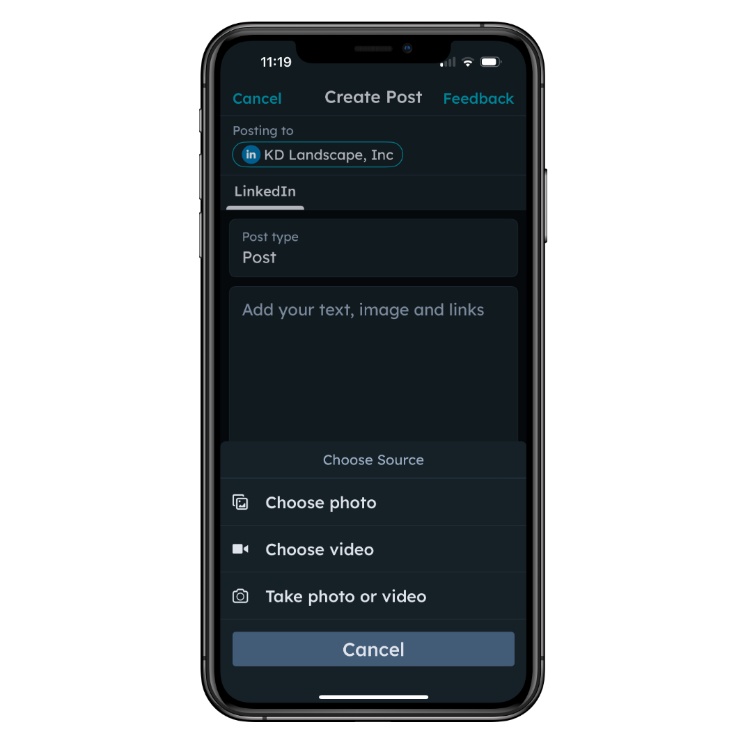 hubspot social media - mobile app