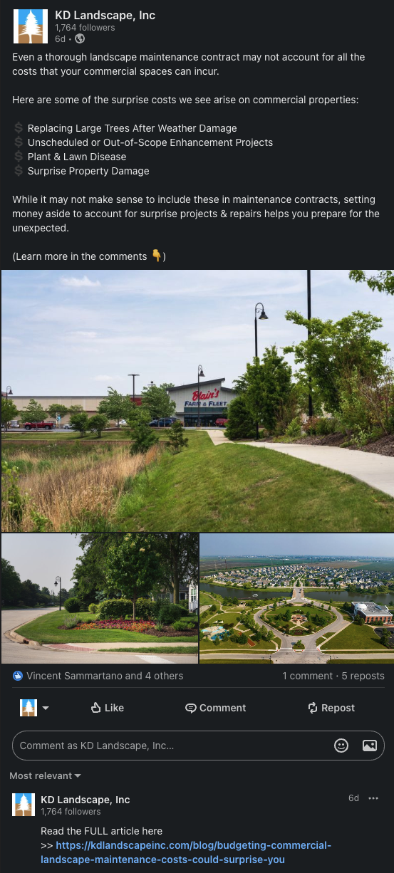 image text LinkedIn post - KD Landscape