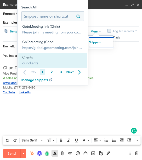 inserting HubSpot Snippet