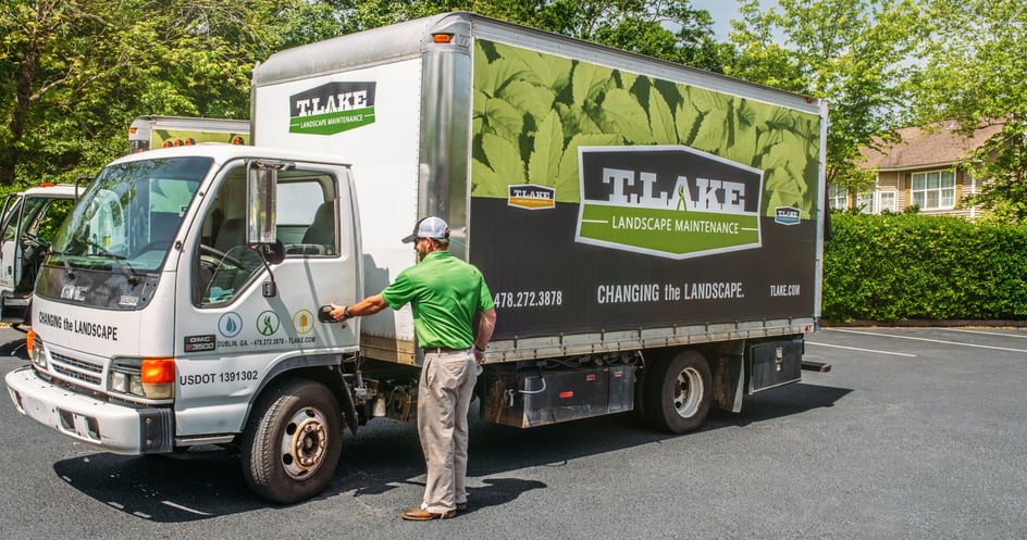 Great example of wrapping a landscaping box truck.