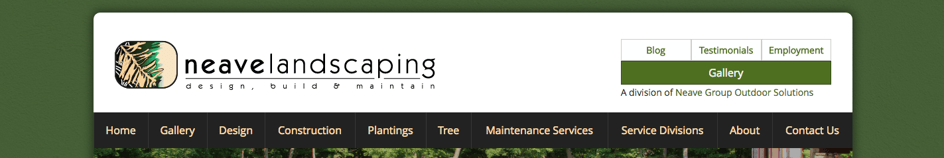 Neave Landscaping offers a search bar in the header on their website.
