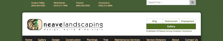 Neave Landscaping logo on their website homepage.