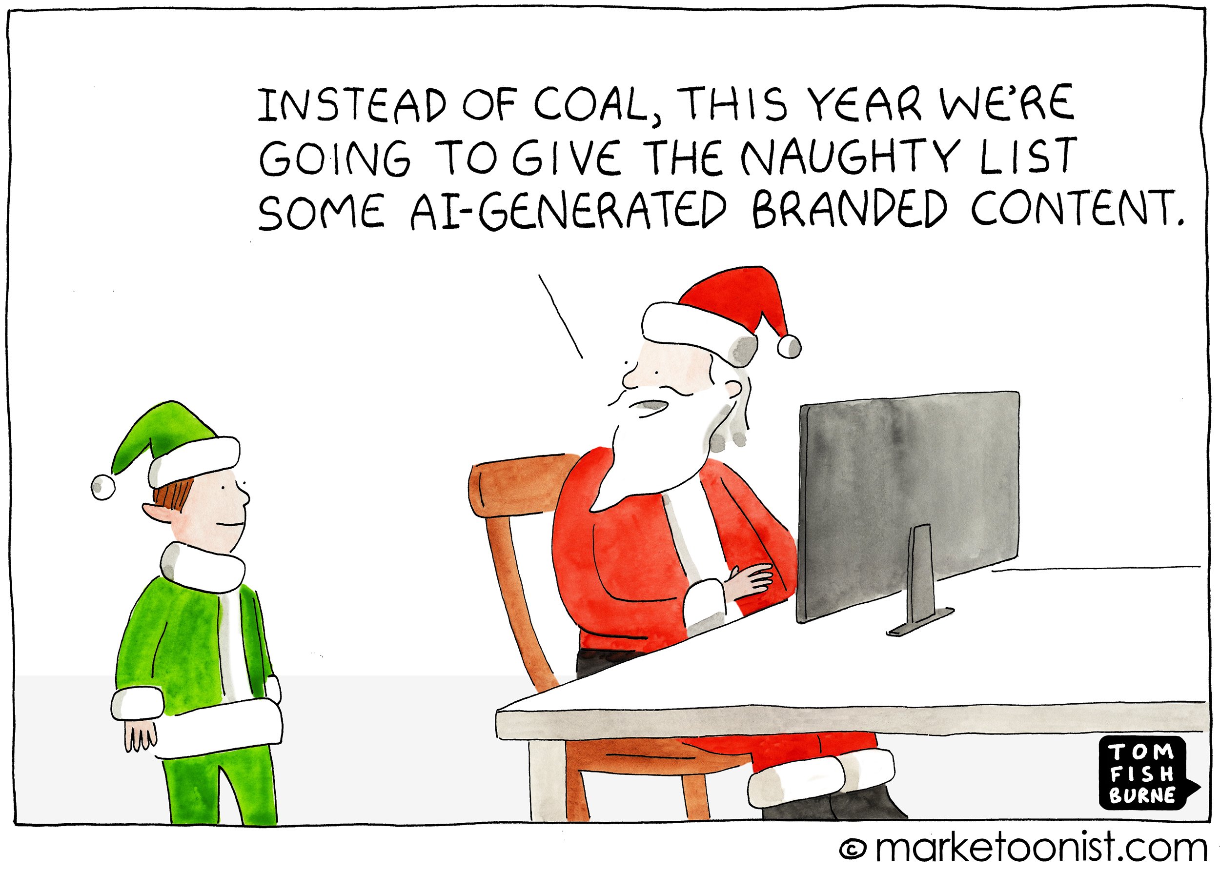 naughty list ai content - cartoon -marketoonist