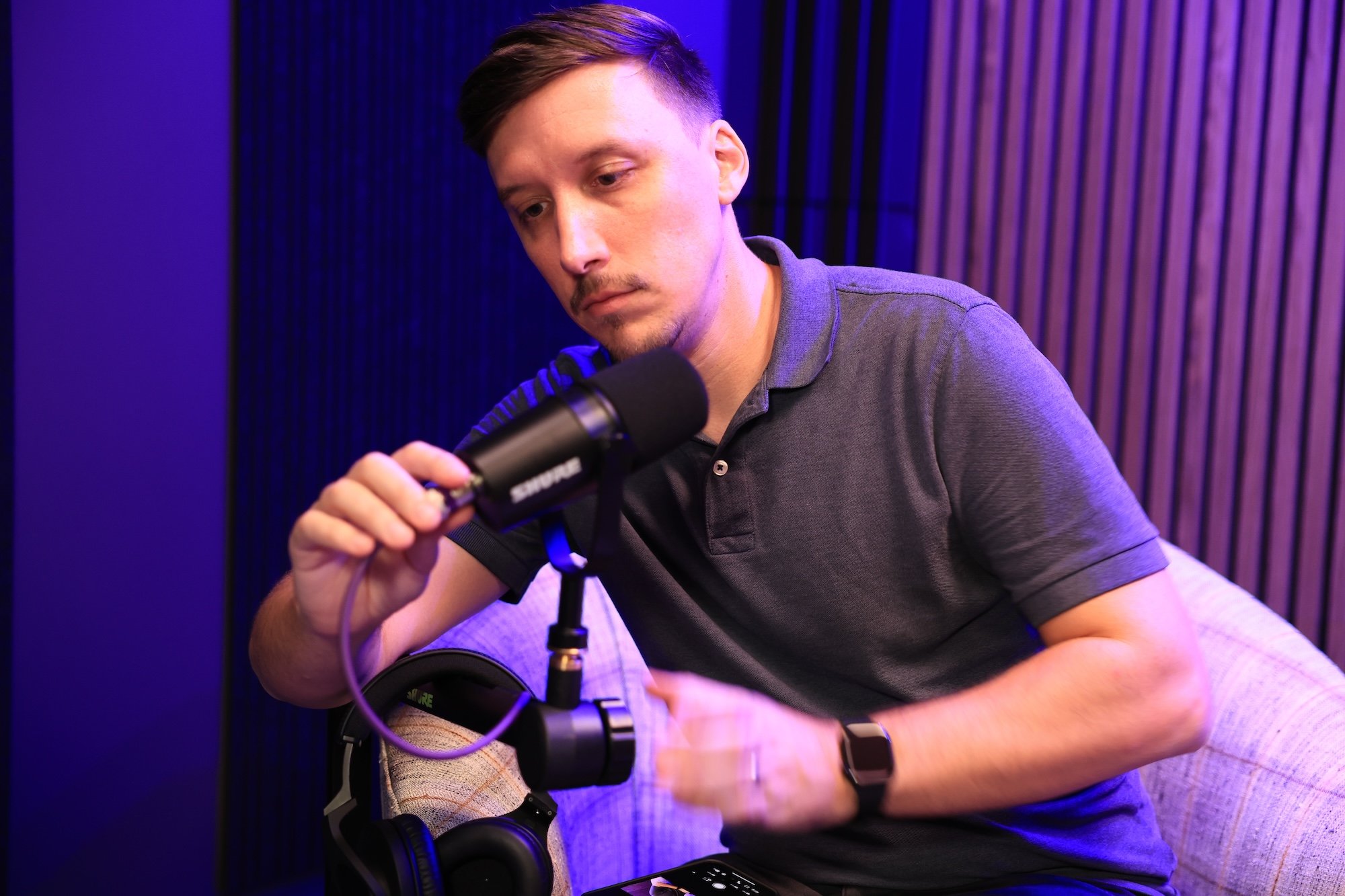 podcast studio setup microphone