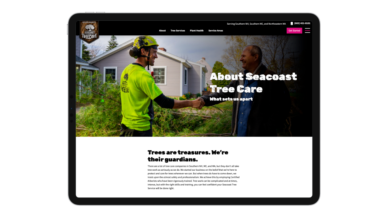 tree service website about page - seacoast tree care