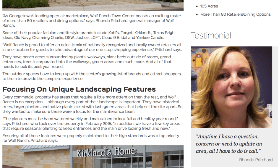 Using testimonials in marketing your landscaping company.
