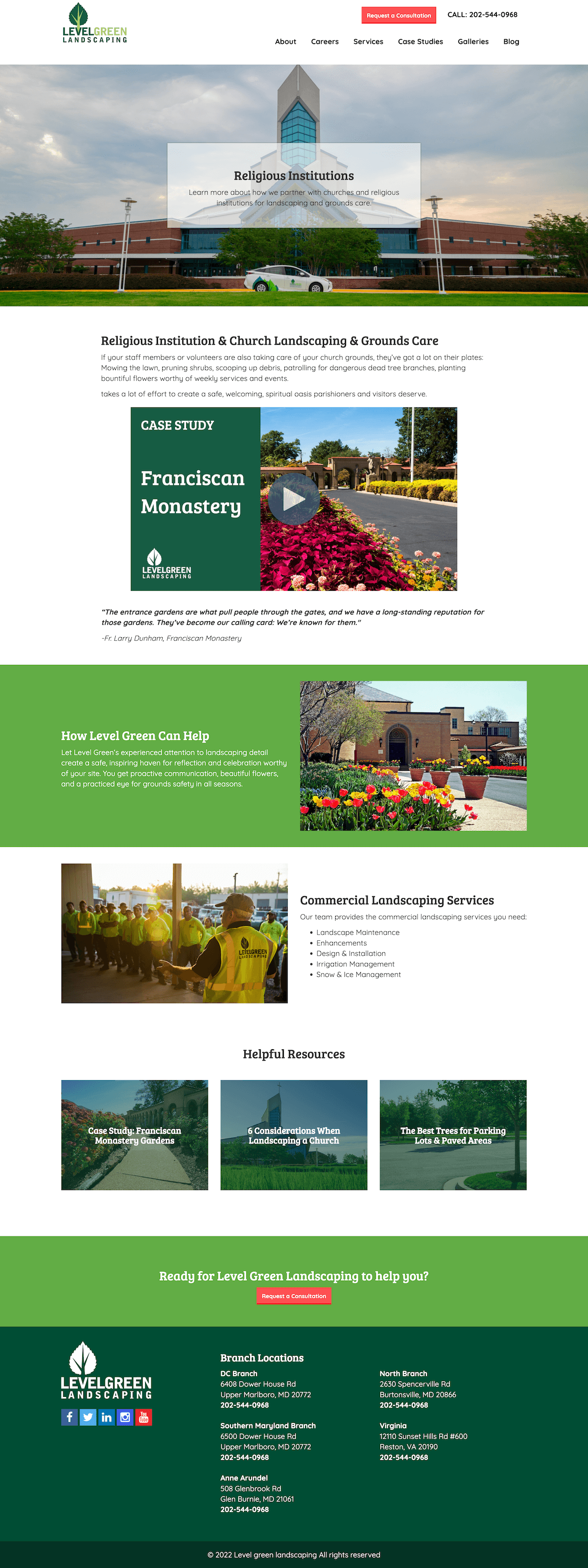 commercial landscaping testimonials on website - level green