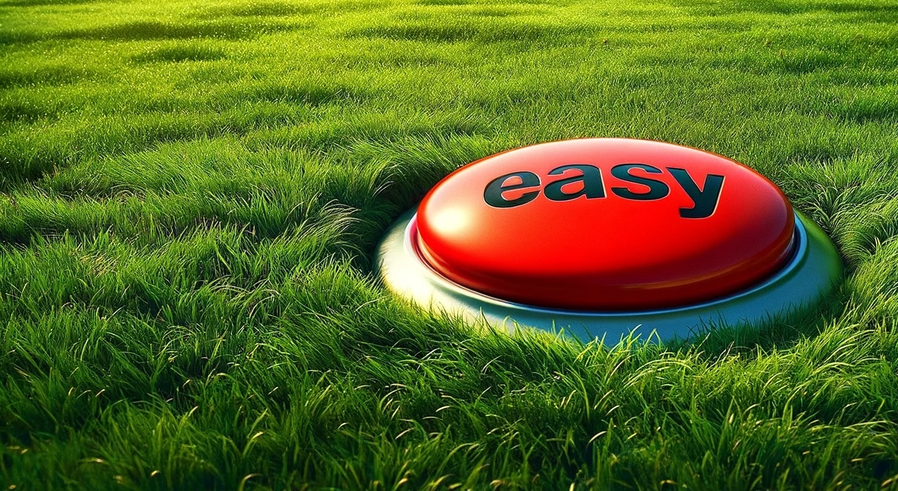 easy button in grass